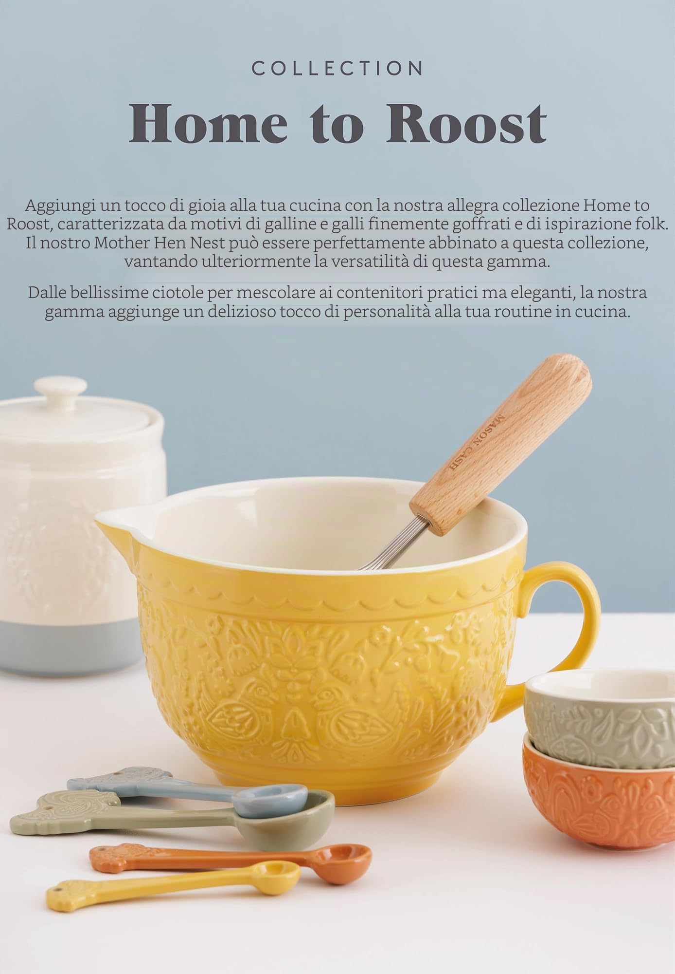 Mason Cash Home to Roost - Ciotola per mescolare 26 cm, 2,7 l, in terracotta con gallina e galletto in rilievo, ideale per impasti, pasticcini, torte e biscotti, lavabile in lavastoviglie e