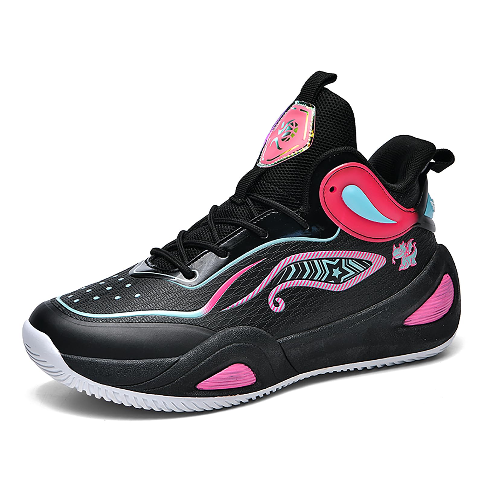 Huogra Women Men Basketball Shoes Breathable Men Non Slip Outdoor Fashion Unisex Sneakers Black