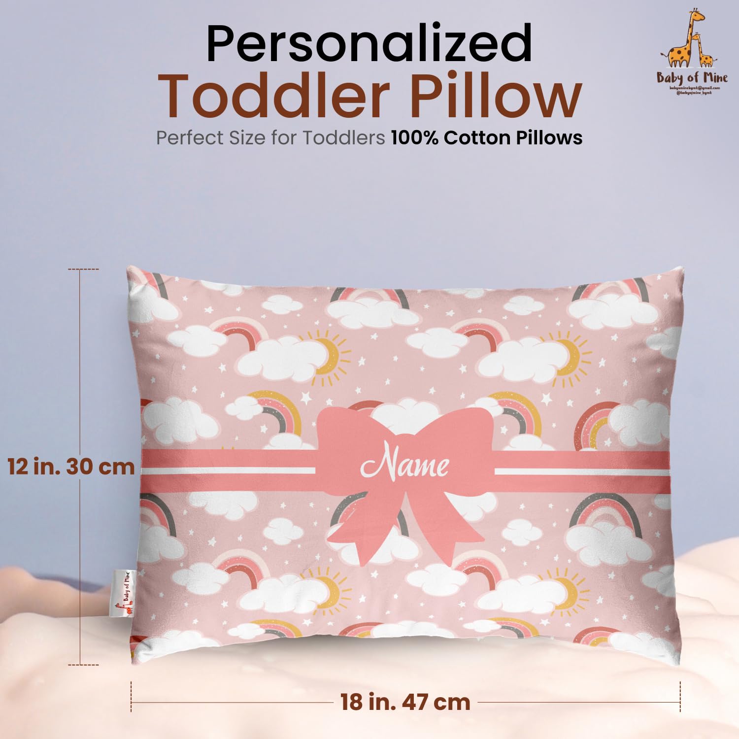 Baby of Mine Personalized Pillow for Kids – Custom Name, Super Soft Cotton Kids Cushion for 5 Years Old Kids, Adorable Prints (Pillow 13) - Image 2 thumbnail
