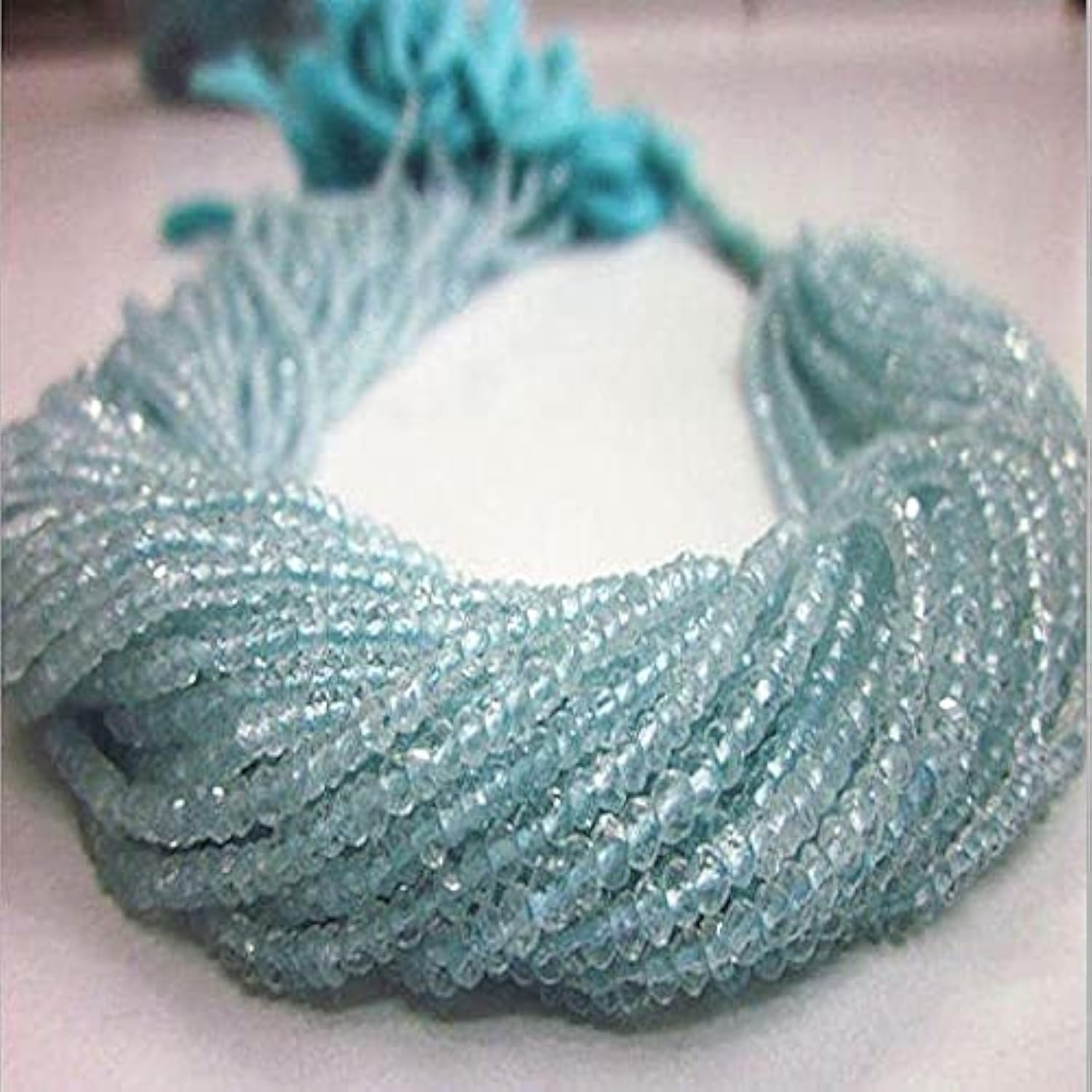 AQUAMARINE Rondelles perles pour création de bijoux et colliers en pierres naturelles