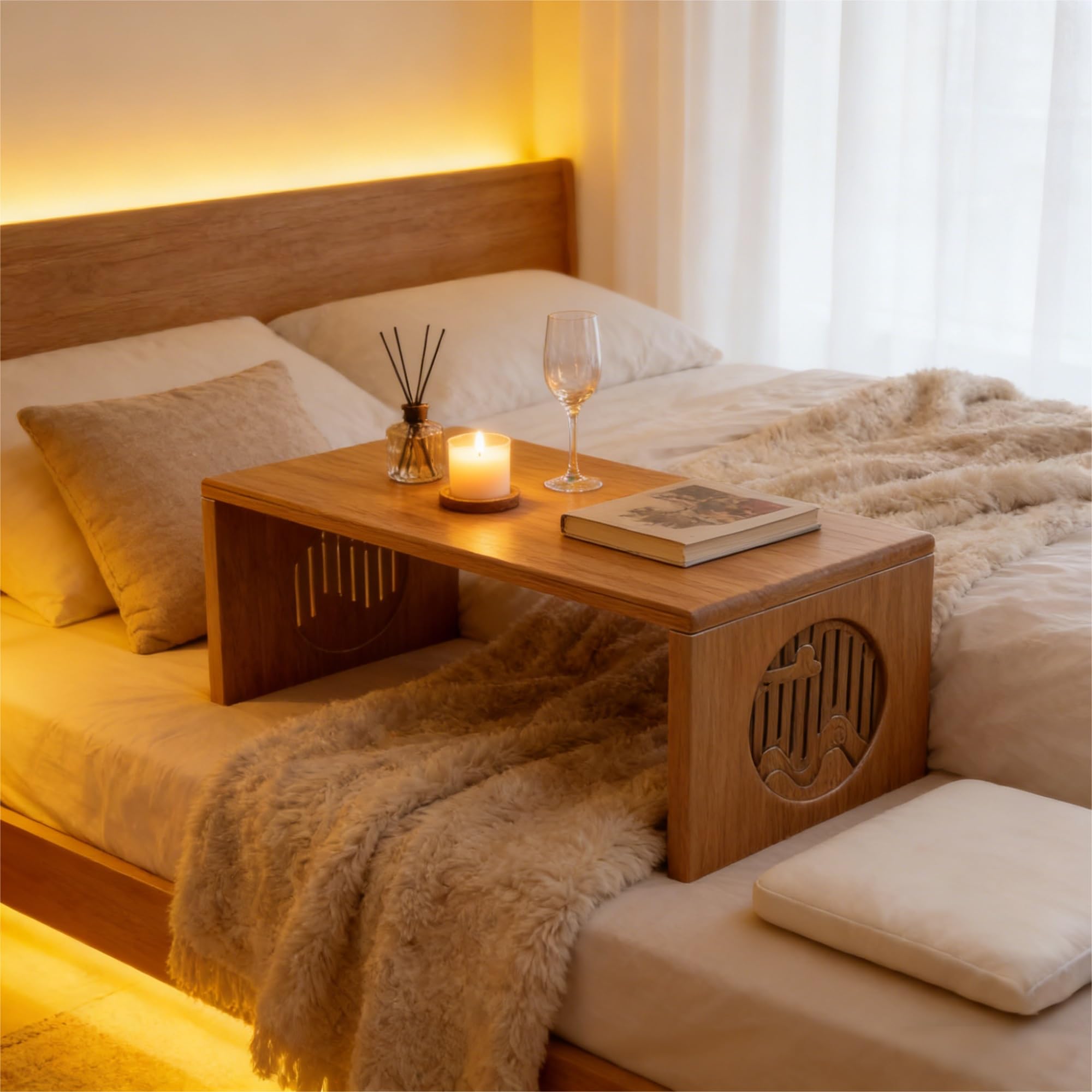 Japanischer klappbarer Bodentisch, Bambus Meditations-Tisch zum Sitzen auf dem Boden, tragbarer Teetisch für Wohnzimmer, Esszimmer, Heimdekoration(100cm/39.4in)