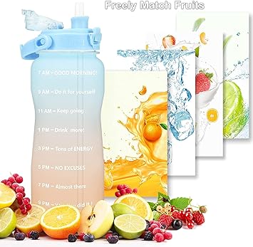 Grofilo 2 L Gradiant Color Water Bottle With Straw Motivational Water Bottle Time Marker, Leakproof & BPA Free Half Gallon Tritan Frosted Water Jug (Color -All Gradiant Color)