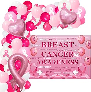 118 Pcs Breast Cancer Awareness Balloons Arch Garland Includes Pink Ribbon Foil Balloons Breast Cancer Awareness Backdrop for Breast Cancer Awareness Party Decorations