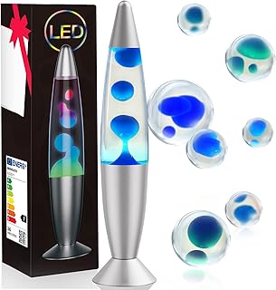 Lámparas de Lava LED 34cm Lámpara de Lava que Cambia de Color Niños Blanco Líquido Azul Cera Led Lámpara de Lava para la Decoración del Hogar Hermosa Luz