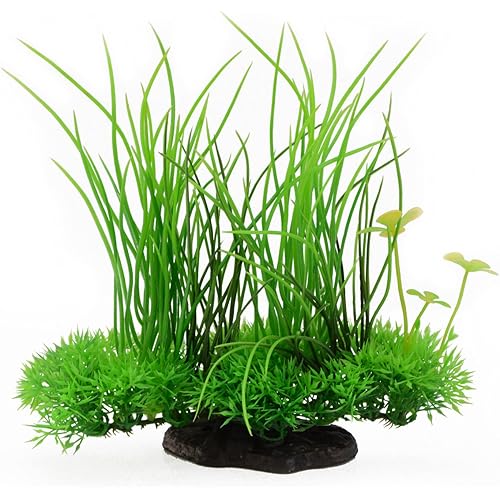 Saim Fish Tank Plants, Artificial Plants Realistic Green Aquatic Plastic Plants for Fish Tank Decor Aquarium Ornament 7.9" Height