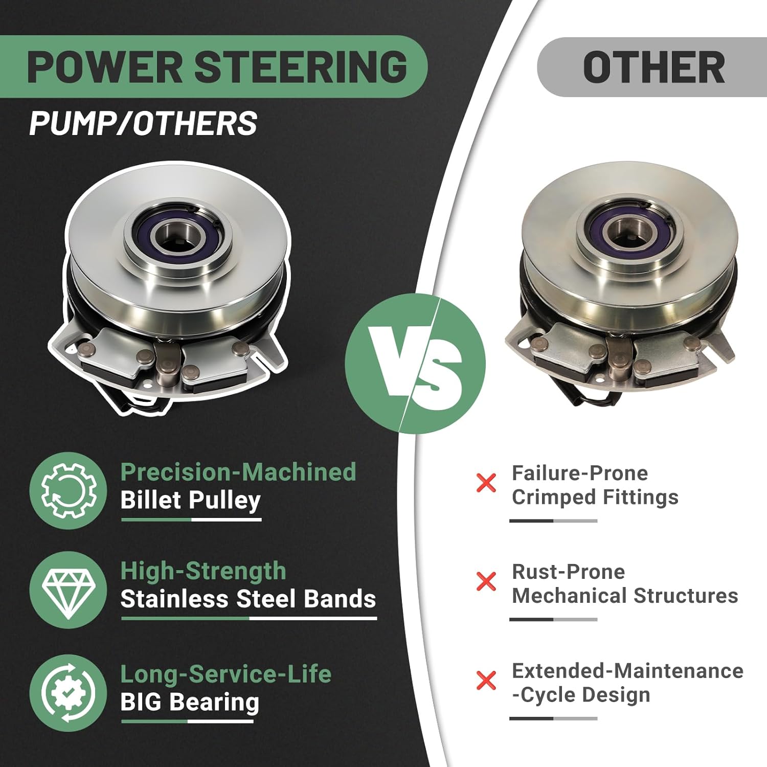 PTO Clutch, HiTorque 130ftlb (OEM 105) BIGBearing Solid Steel Billet Pulley, Fit for Hustler 42" and 52'' Raptor 36'' Lawn Mower - Replace for Hustler 605827K| Warner 5219-193 Lawn Mowers