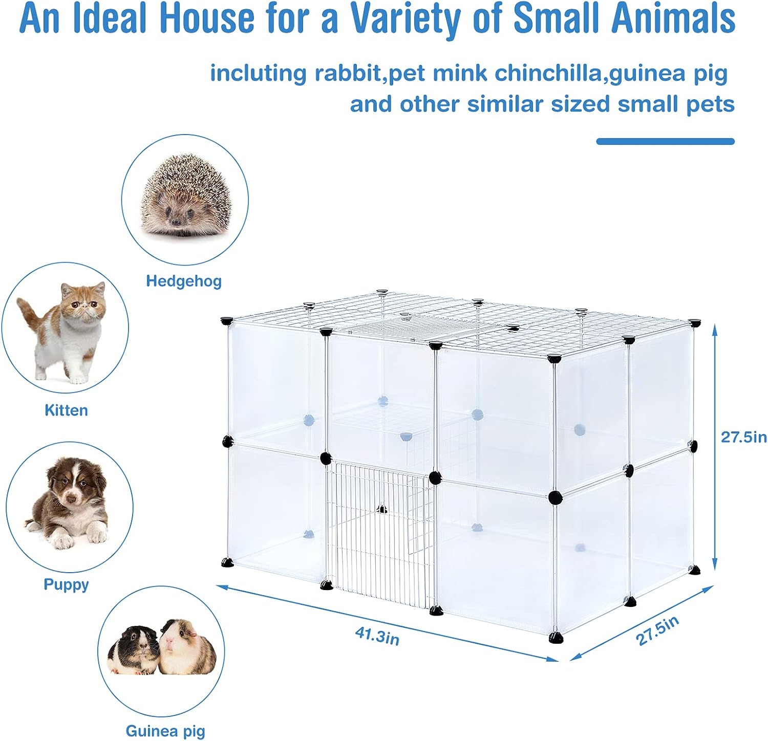 BRIAN & DANY 2-Tier Small Animals Playpen, Portable Pet Playpen Indoor with 2 Doors for Puppy, Hamsters, Guinea Pig, Rabbits - 28 Panels, 43.1" x 27.5" x 27.5"