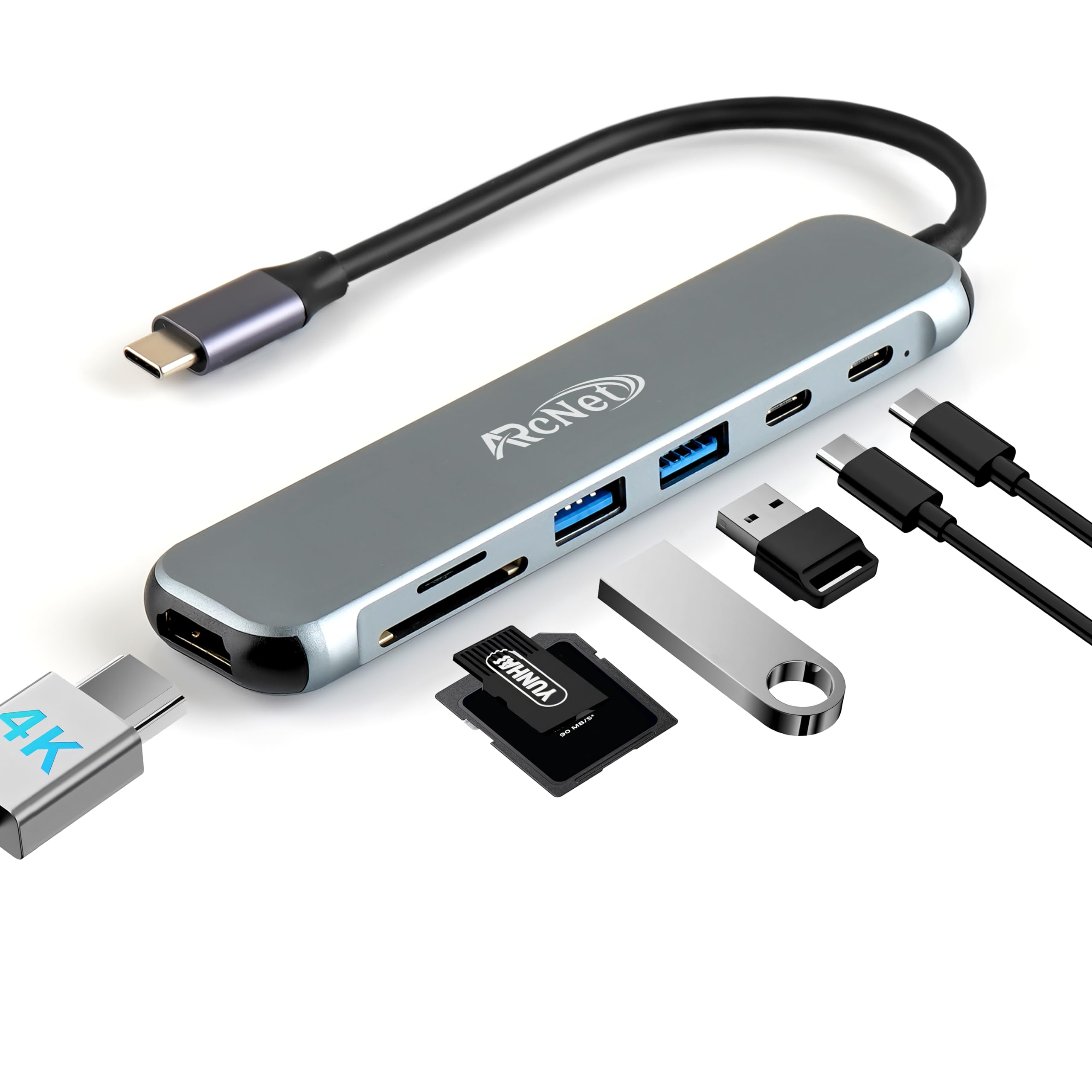 Arcnet 7-in-1 USB C Hub Docking Station | 4K HDMI, 100W PD Fast Charging, SD/TF Card Reader | USB-C Data Port & 2 USB 3.0 (5Gbps) for MacBook Pro/Air M1 M2 M3, iPhone 15/16, iPad, & Type-C Laptops-image-4