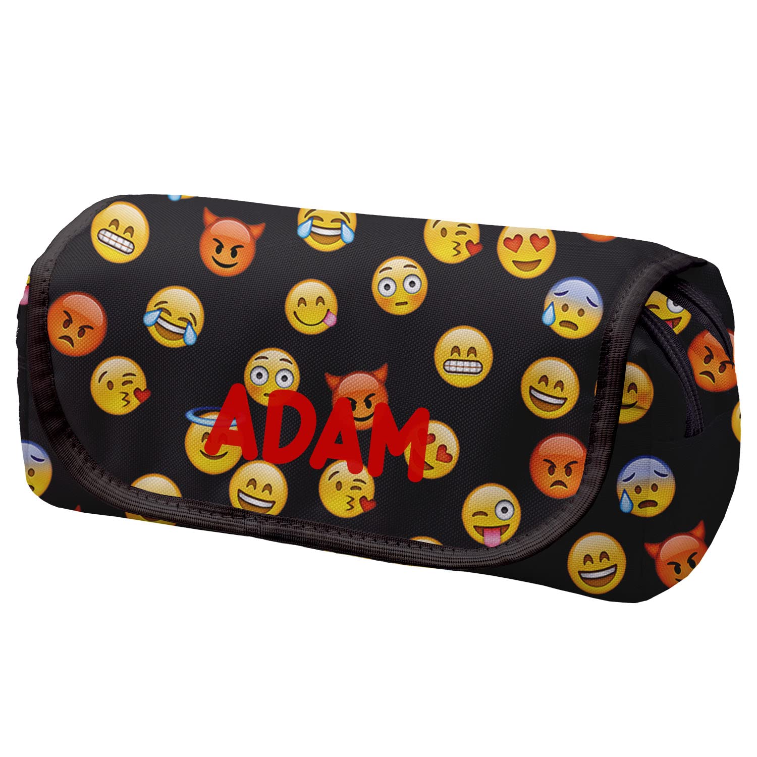 Estuches Escolares con dos Cremalleras con Solapa plumier la tuba Estuche Lapices de gran capacidad de Colores Para Niñas y Niño Emoji Negro [151]