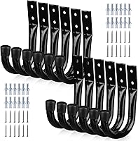SWANLAKETOOLS Heavy Duty 12-Pack Garage Storage Hooks - Wall Mount J Hooks for Bikes, Ladders, Tools & Extension Cords
