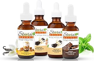 Stevia Drops Butterscotch, English Toffee, & 2 Vanilla Stevia Select Keto Sugar-Free Stevia Flavors Bundle (4) Pack