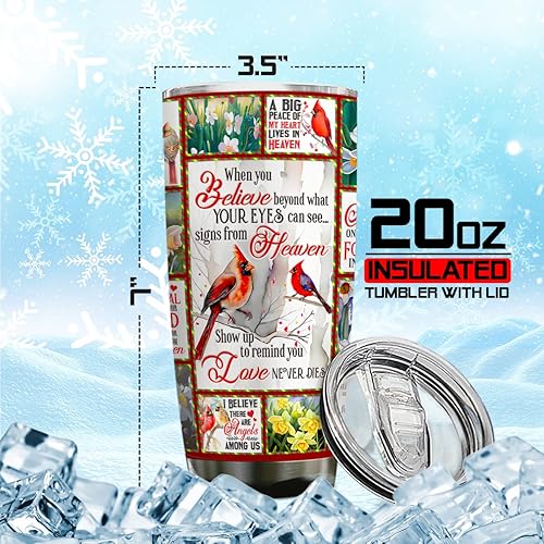 Miniatura 7 de Regalos de cardenales conmemorativos para mujeres, vaso de 20 onzas con texto en inglés "I'm Always With You", ideas de duelo por la pérdida de la