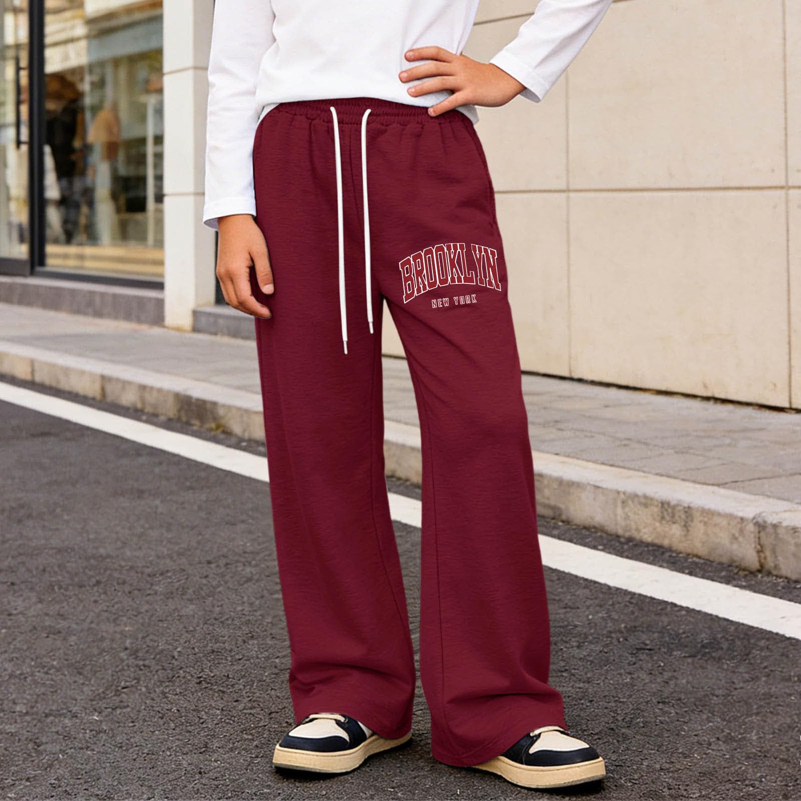 Baggy Jogginghose Jungs Jungen Elastischer Bund Freizeithose Weites Bein Locker Sporthose Lange Bequem Jogger Kinder Jogginghosen Teenager Hip Hop Streetwear Track Pants Kordelzug Taschen Sweatpants