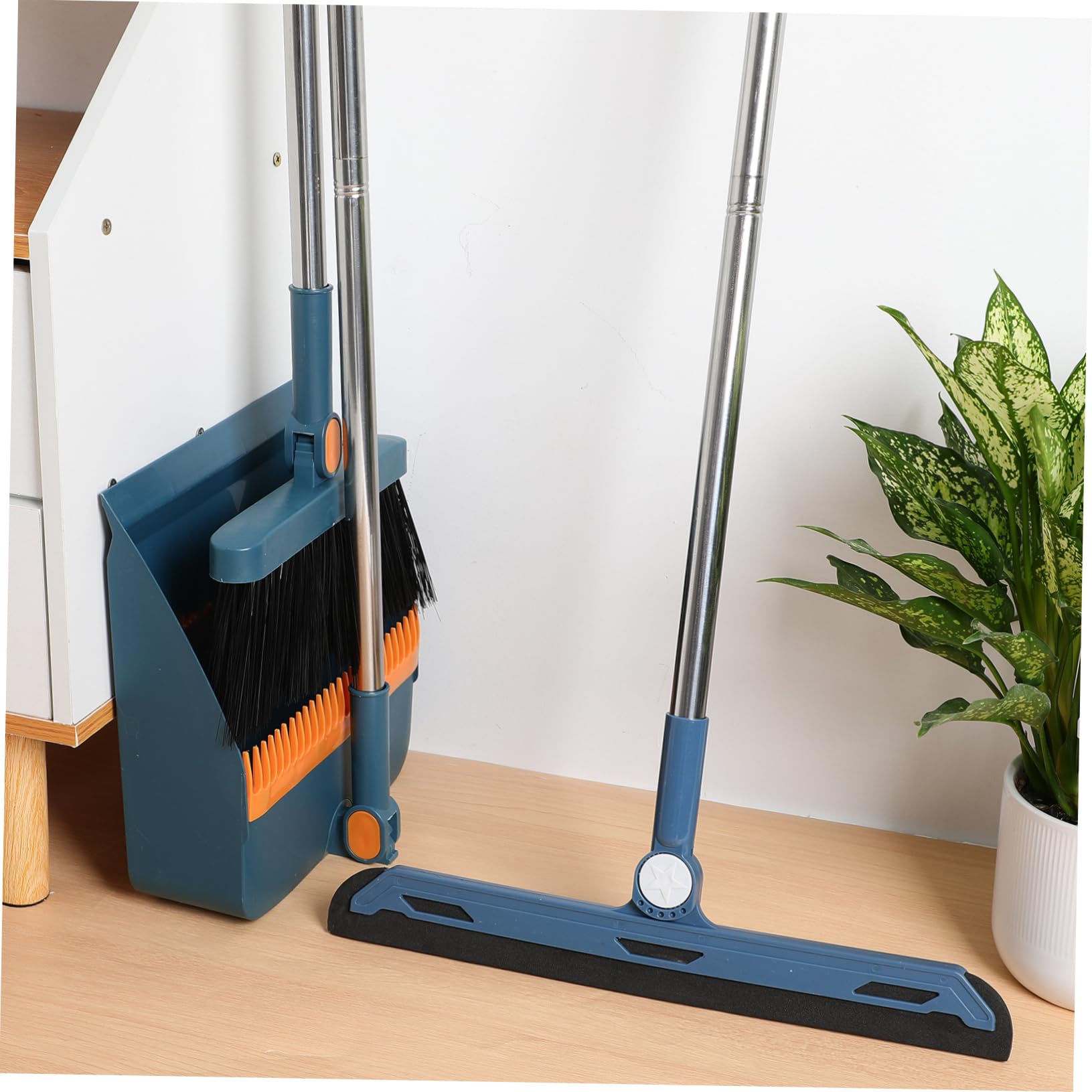 NOLITOY Juego Compacto de Escoba y Recogedor Plegable Azul, 3 Piezas