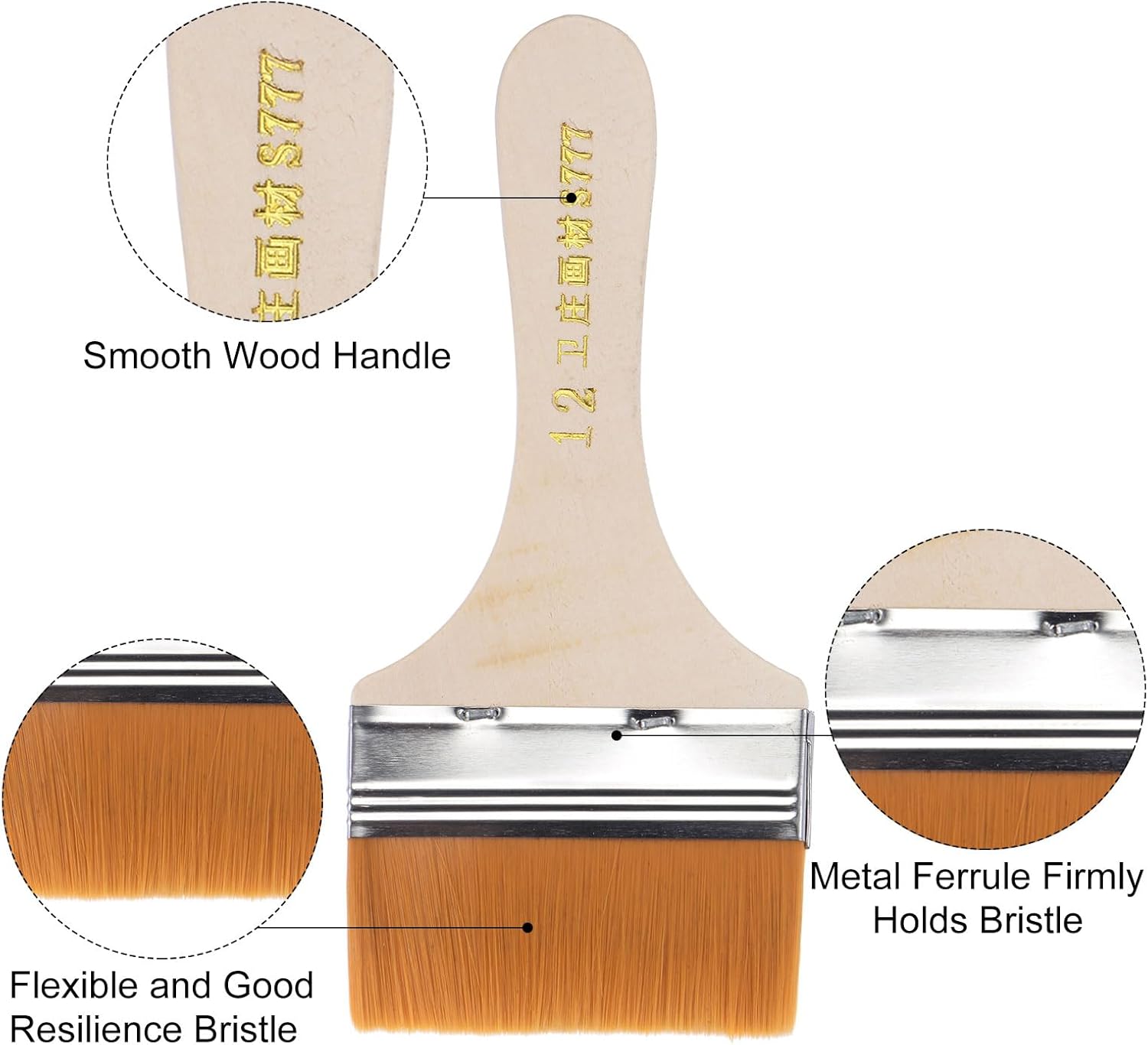 uxcell 6 Set 72Pcs Paint Brush Set Different Sizes Soft Nylon Bristle with Wood Handle for Wall, Cabinets, Fences