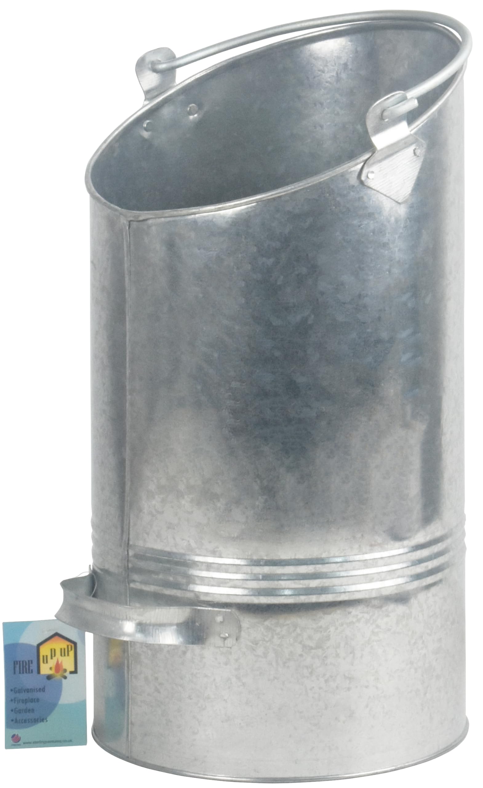 Sterling Ventures Silver Galvanised Metal Fireplace Round Coal Scuttle Bucket Hod Eclipse