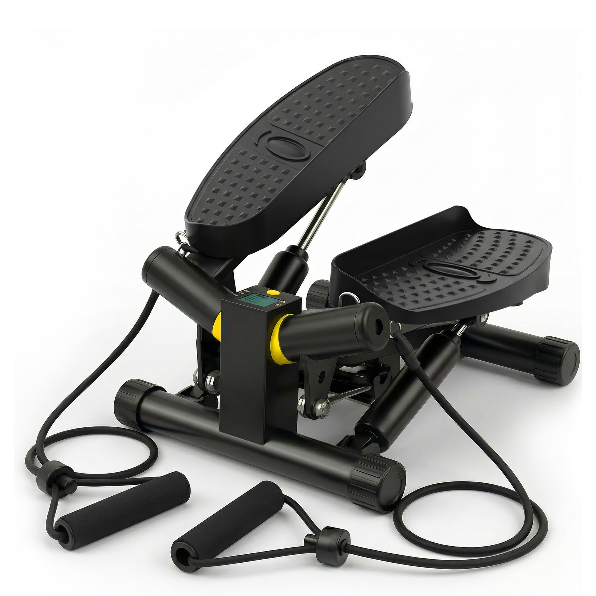 NICEDAY Stepper Twist per Allenamento, Mini Stepper da Casa con Fasce di Resistenza e Monitor LCD, Salvaspazio, Pedali Antiscivolo, Allenamento Total Body