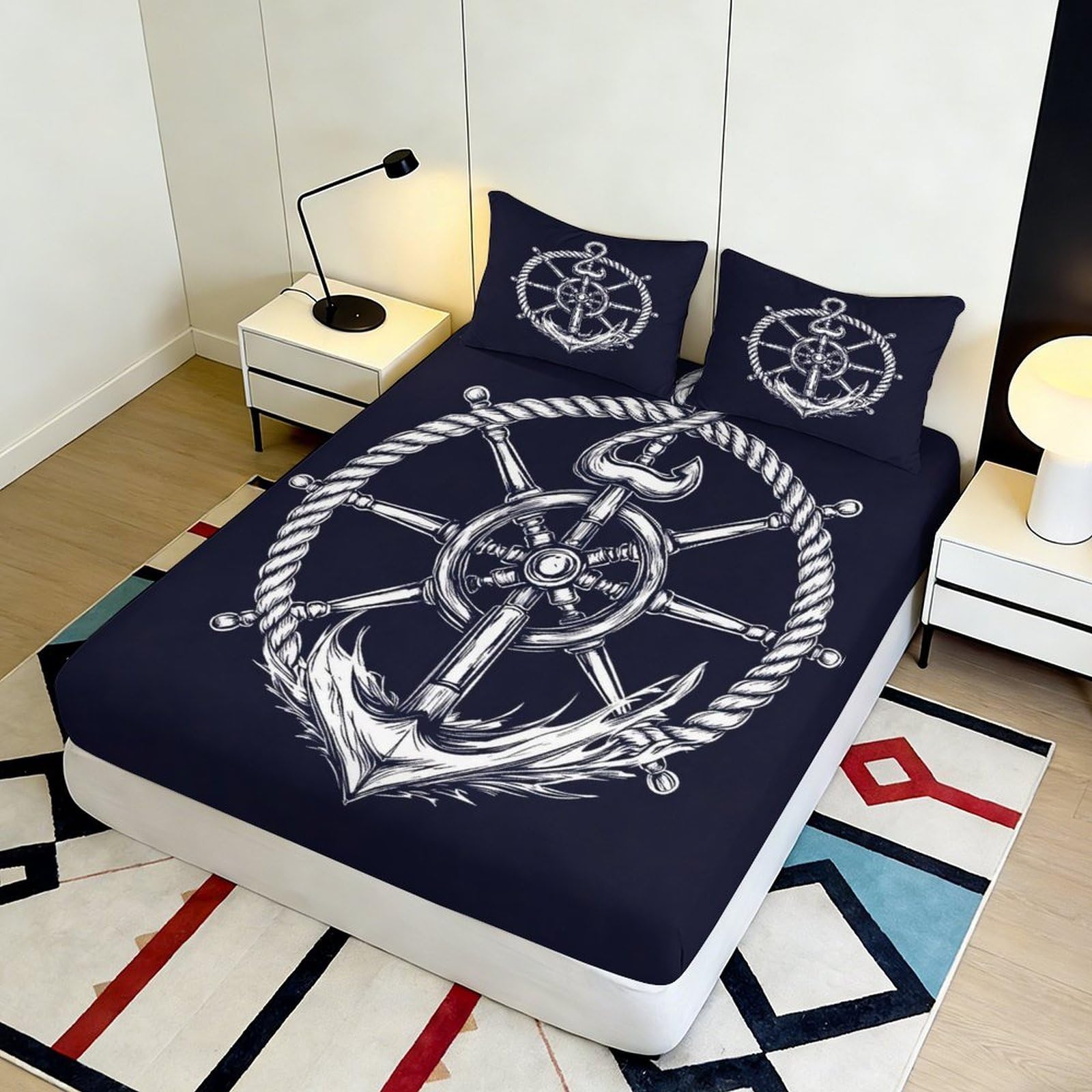 Lenzuolo con angoli in microfibra con stampa 3D, antiscivolo, decorazione per la casa | Morbido coprimaterasso, facile da pulire, traspirante, lavabile in lavatrice, utilizzabile tutto l'anno, 180 x 200 x 25 cm