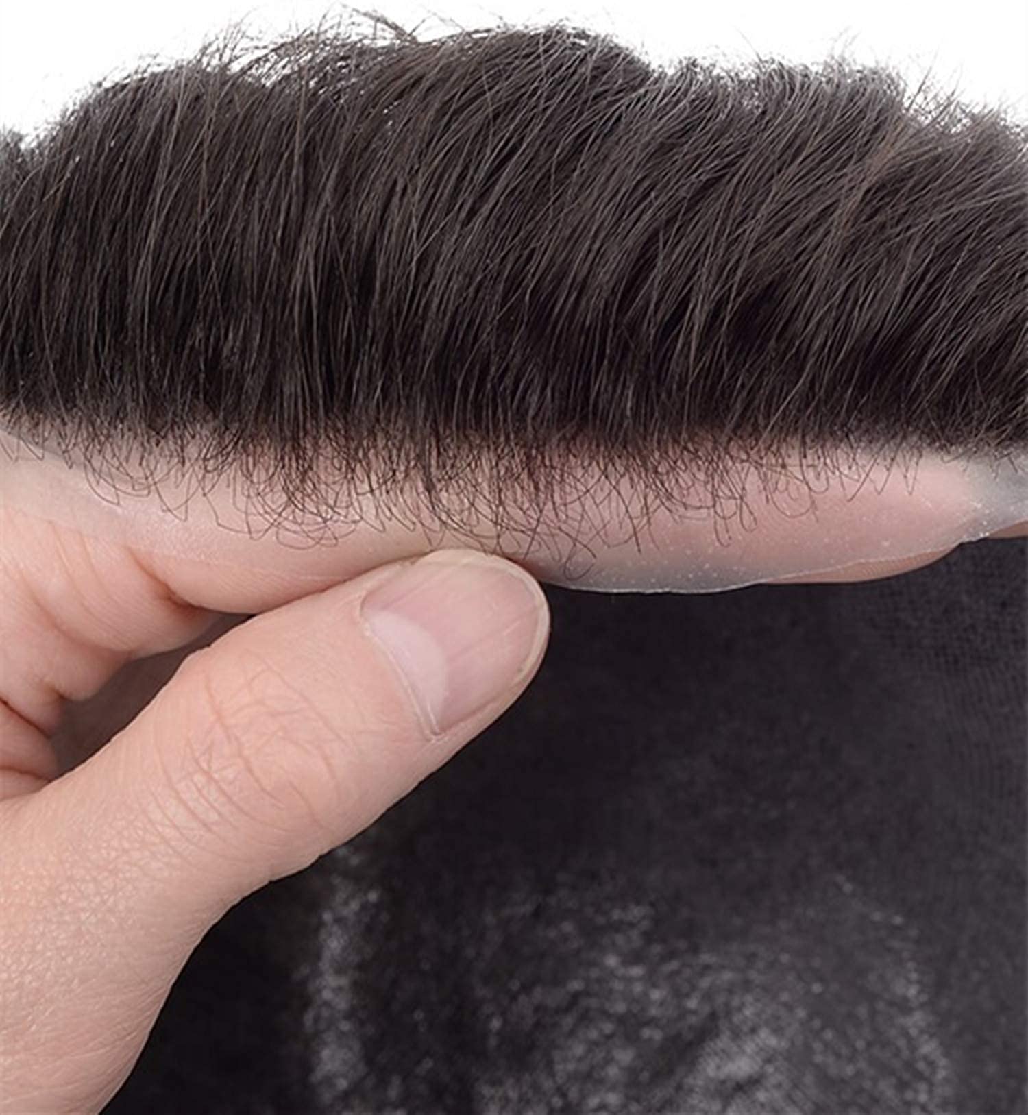 Lordhair Protesi Capelli Uomo, Pelle Super Sottile da 0,06 mm Tutti con loop a V Parrucca da Uomo per Sistema Capillare da 8x10 Pollici Dimensione Della Base Densità Media -130%
