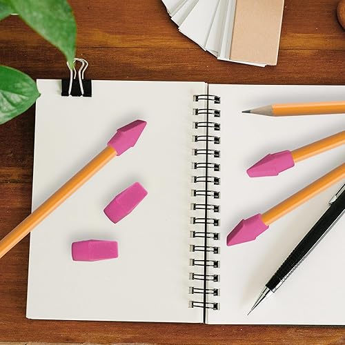 Miniatura 6 de Borradores con tapa de lápiz, 144 borradores de tapa rosa, tapas de borrador rosa, tapas de lápices, borrador de tapa de lápices
