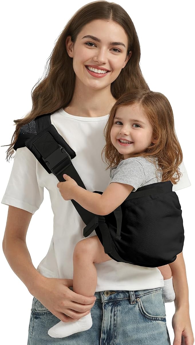 Toddler Carrier Sling Carry for 8-40lbs, Adjustable Baby Carrier Sling One Size Fit All, Hip Seat Newborn Baby Carrier Breathable & Ergonomic Design, Black