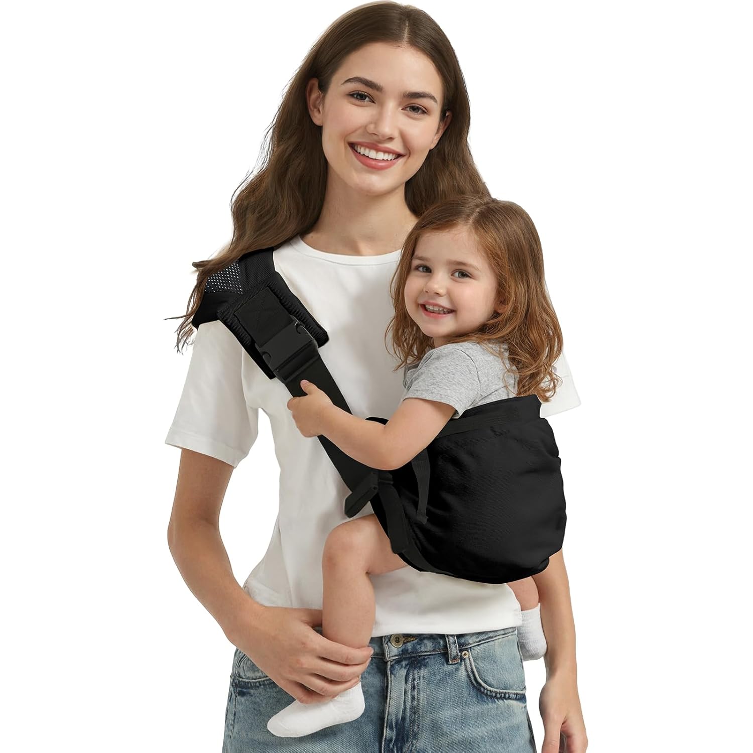 Toddler Carrier Sling Carry for 8-40lbs, Adjustable Baby Carrier Sling One Size Fit All, Hip Seat Newborn Baby Carrier Breathable & Ergonomic Design, Black