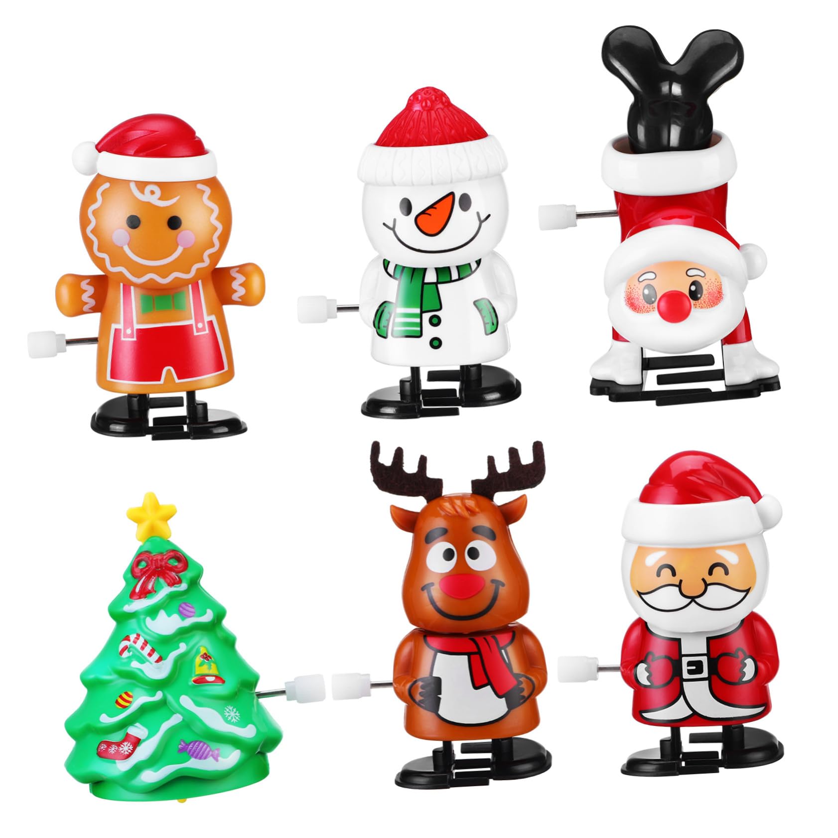 WOONEKY 6 Pezzi Giocattoli Carica Halloween e Natale Design Adorabile in ABS Giocattoli Orologeria Automatici per Feste e Regali Divertenti e Facili da Usare