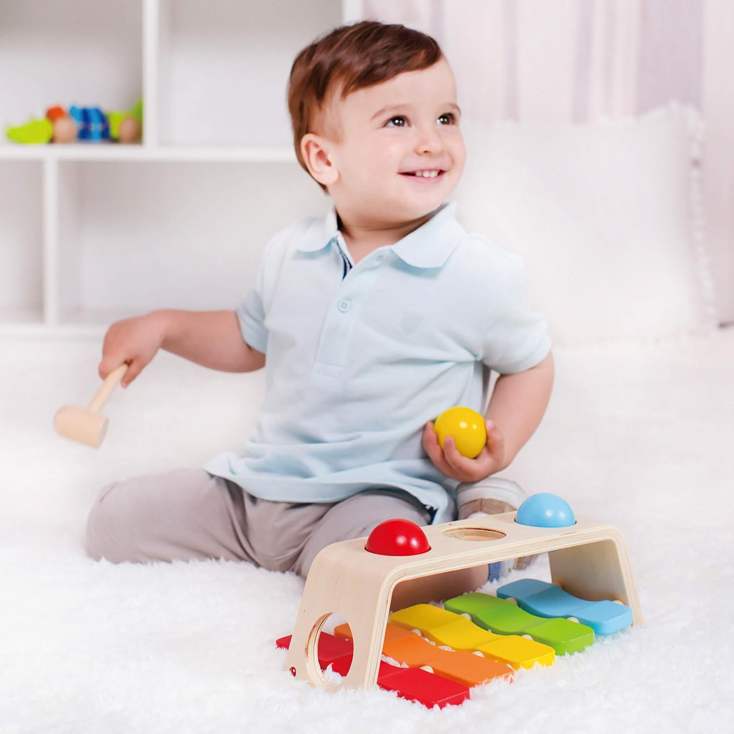 Classic World 2 in 1 Pound & Tap Bench Hammering Toy for 1 Year Baby Toddler Early Learning and Education