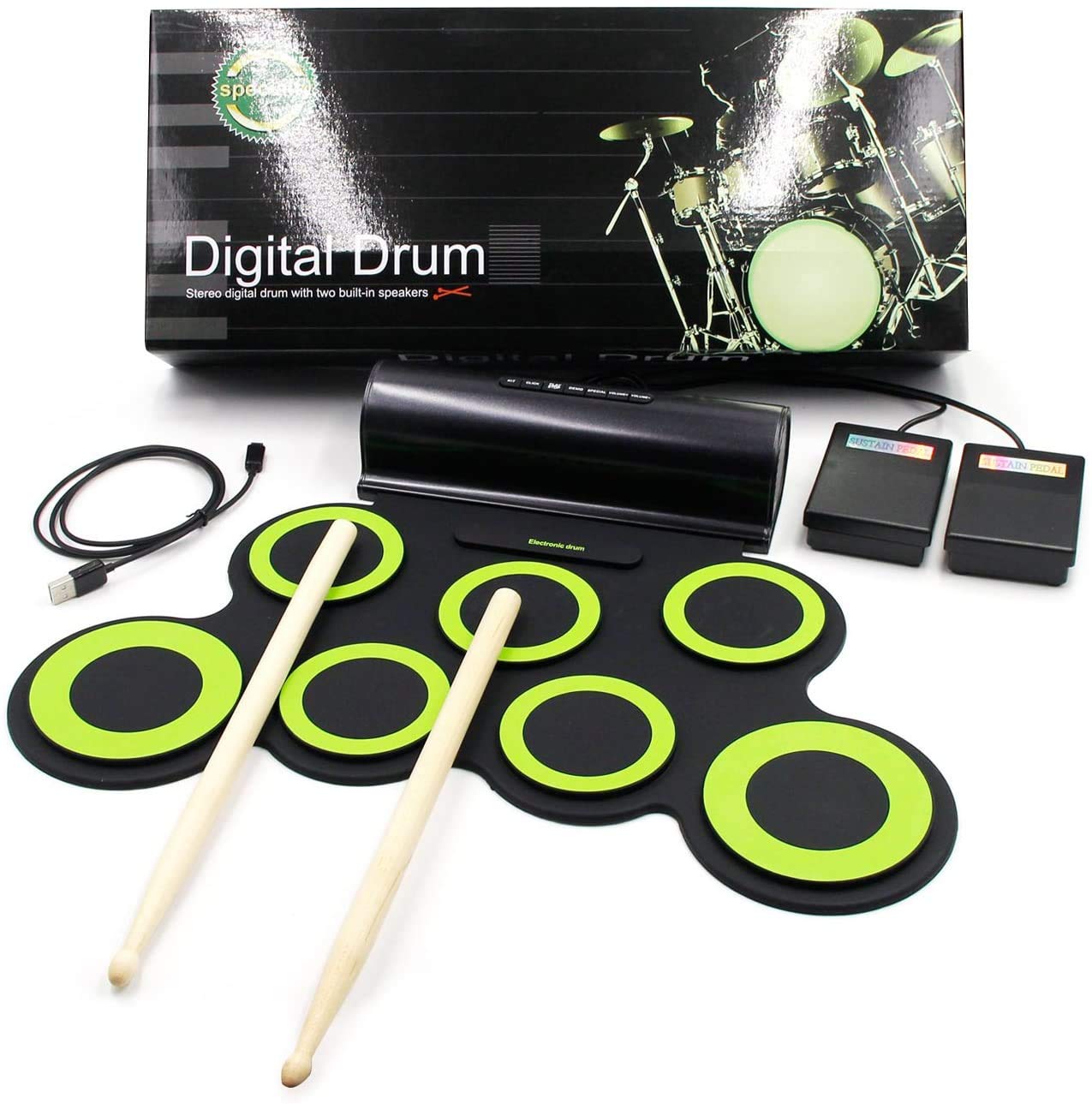 PAXCESS Electronic Drum Set, Roll Up Drum Practice Pad Midi Drum Kit