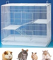 Vista 7 de Jaula de transporte de animales de 3 niveles fácil de transportar, plegable para hurones, chinchillas, planeadores de azúcar, ratas, ratones