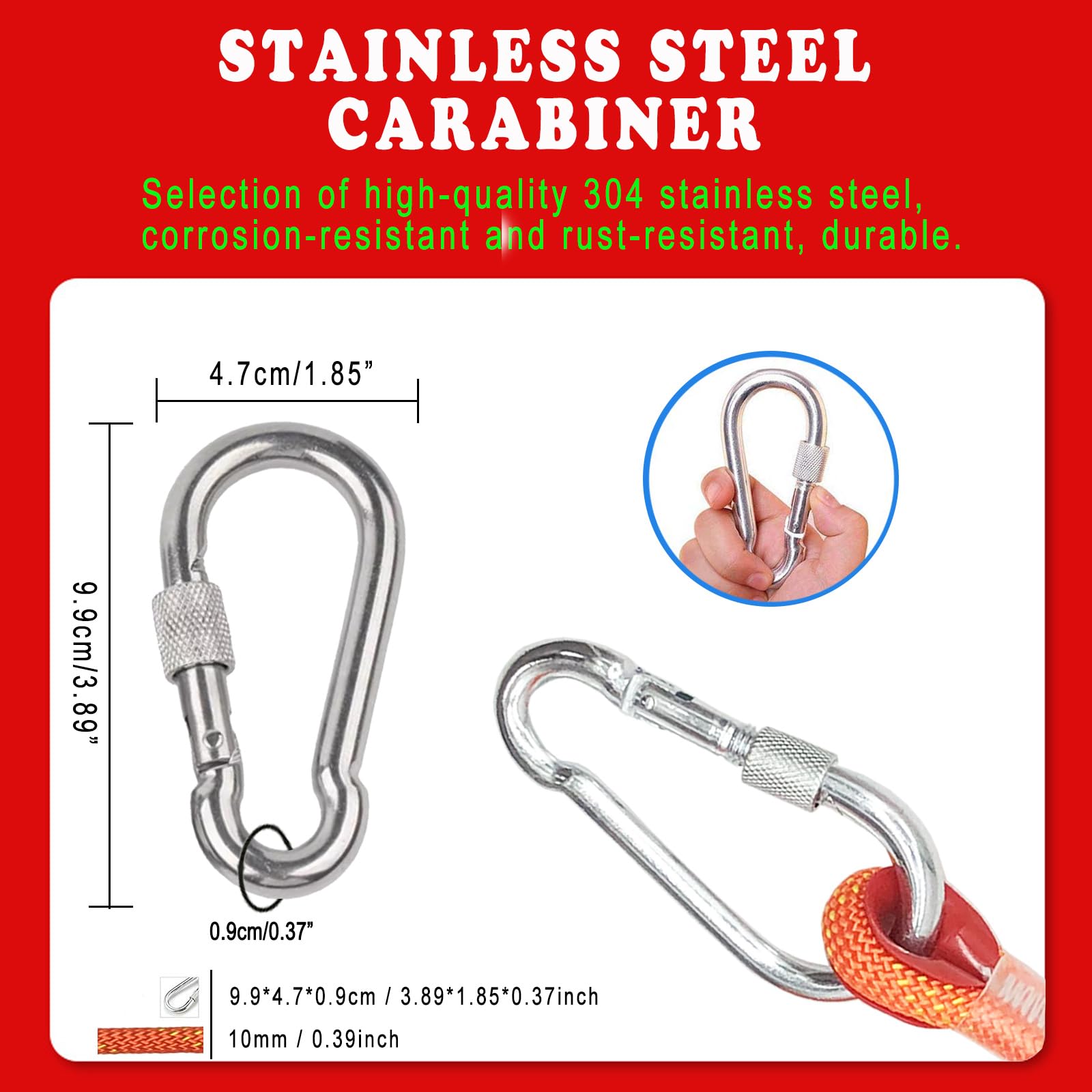 Corde D'escalade En Nylon 10mm X 20m - Résistance 1000 Kg, Légère, Imperméable, Pour Randonnée, Camping, Survie