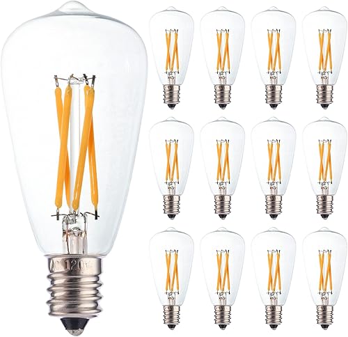 Miniatura 9 de Paquete de 6 bombillas LED de repuesto ST38, 4 W equivalentes a 40 W, bombilla Edison de filamento cálido de 2200 K, base de candelabro E12,