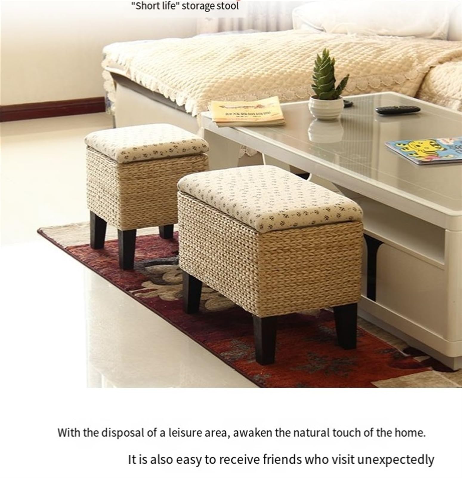 Amazon.com: Generic Natural Rattan Storage Ottoman, Country Style