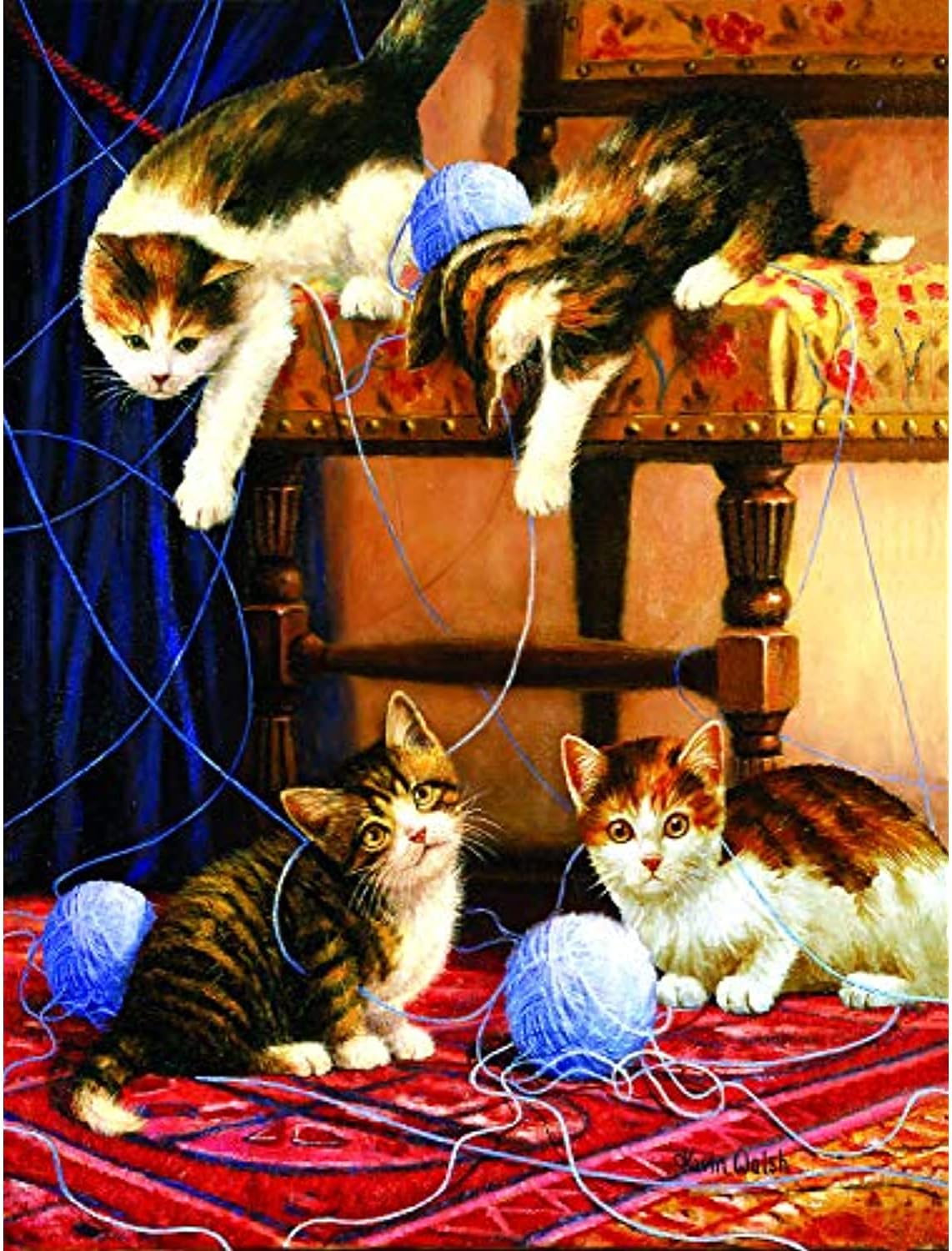 SUNSOUT INC - Balls of Yarn - 500 pc Jigsaw Puzzle by Artist: Kevin Walsh - Finished Size 18" x 24" - MPN# 13339