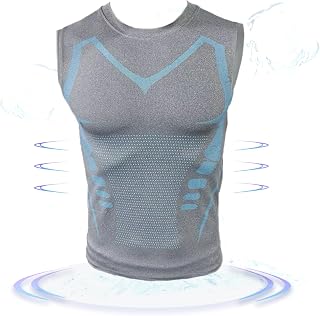 Evolv V Boost Men Shirt Ionic Slashes Shaping Sleeveless Compression Tank Top Men Slimming Shapewear Undershirt