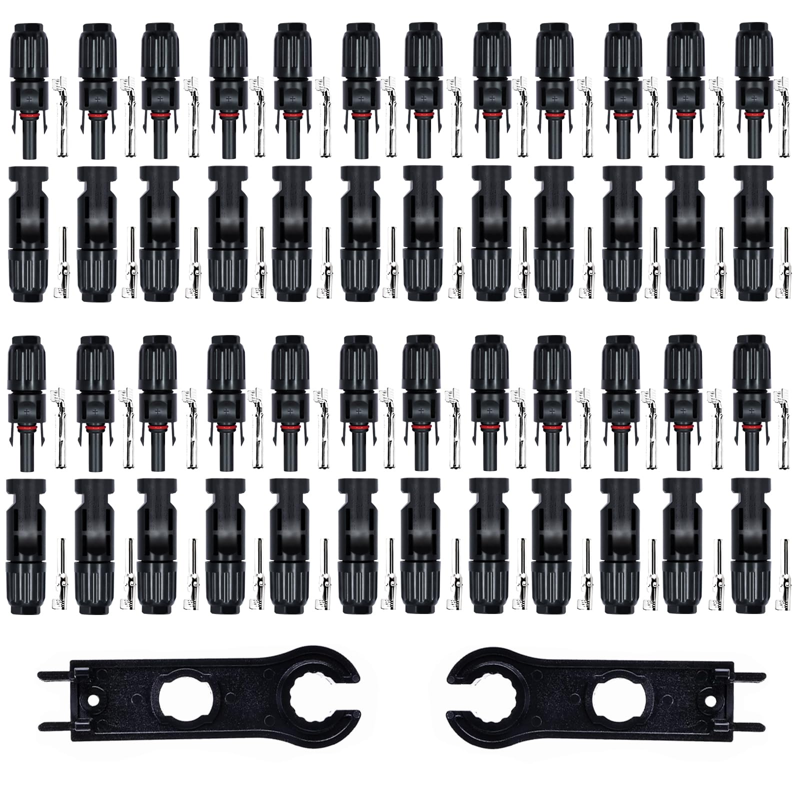 24 pares de conectores solares, conectores solares macho y hembra, conectores de cable de panel solar con 2 llaves inglesas IP67 impermeables