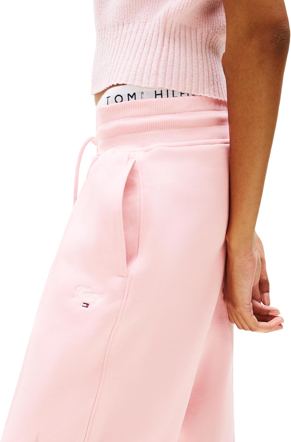 Tommy Jeans Womens Relaxed Script Logo Jogger Sweatpants, with Drawstring Ties - Image 2