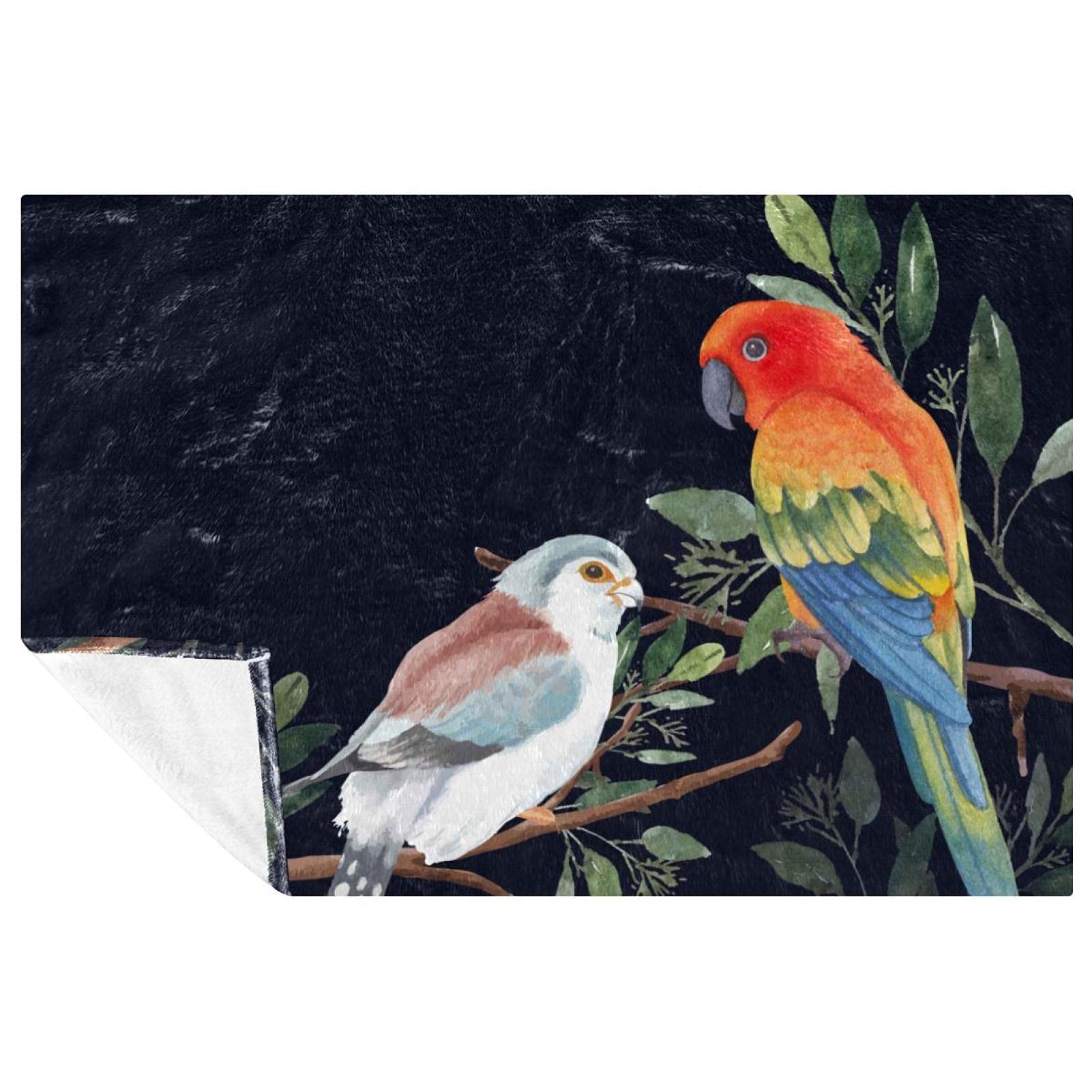 Couverture douce oiseaux et feuilles pour des pique-niques confortables en plein air 150x100 cm