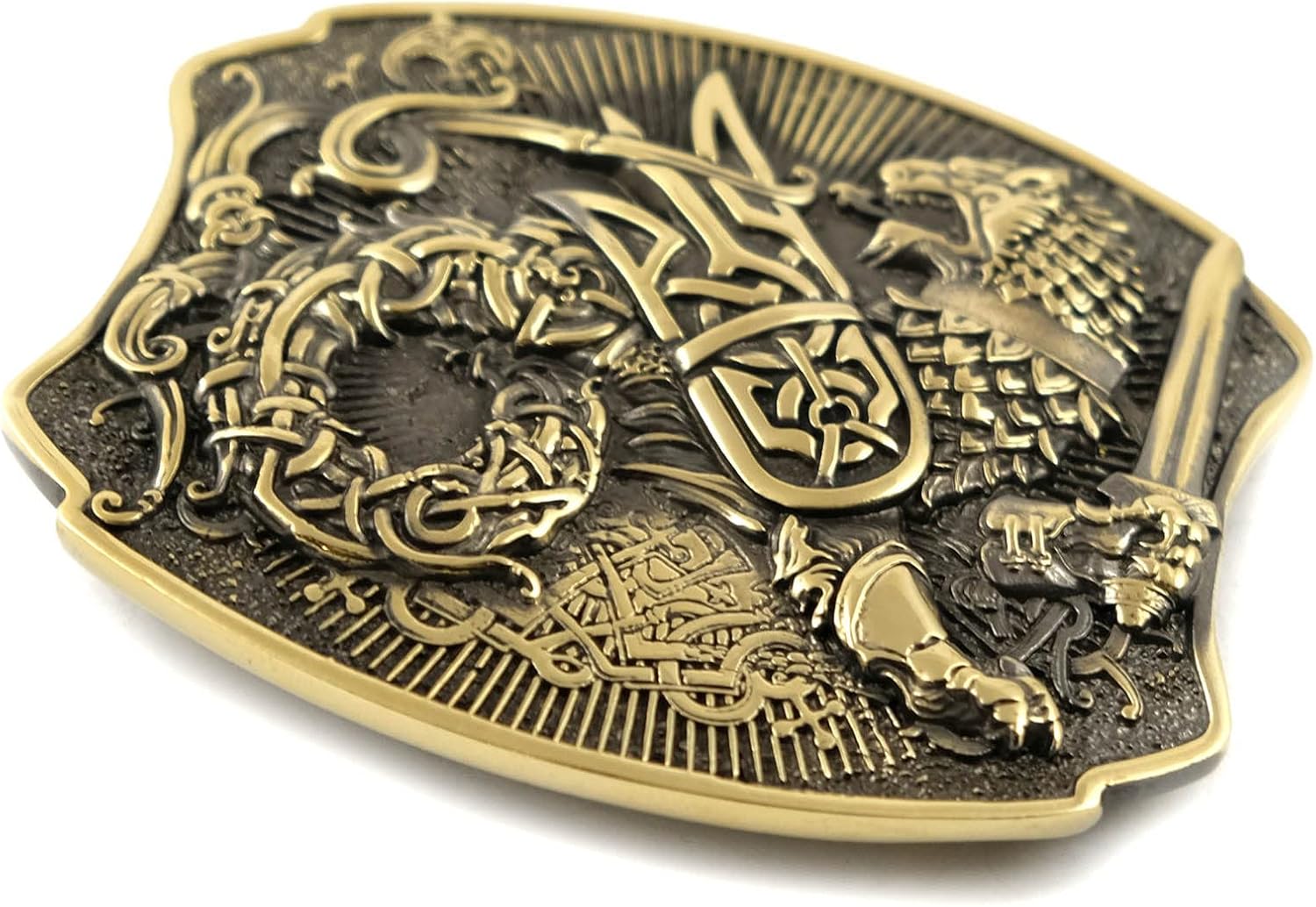 Semargl solid brass belt buckle, handmade Mythical winged lion Simargl buckle, Slavic mythology Griffin creature belt buckle