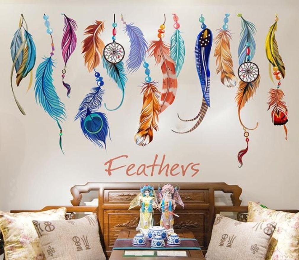 Attrape-rêves Mural – Ornement Décoratif En Plumes Arc-en