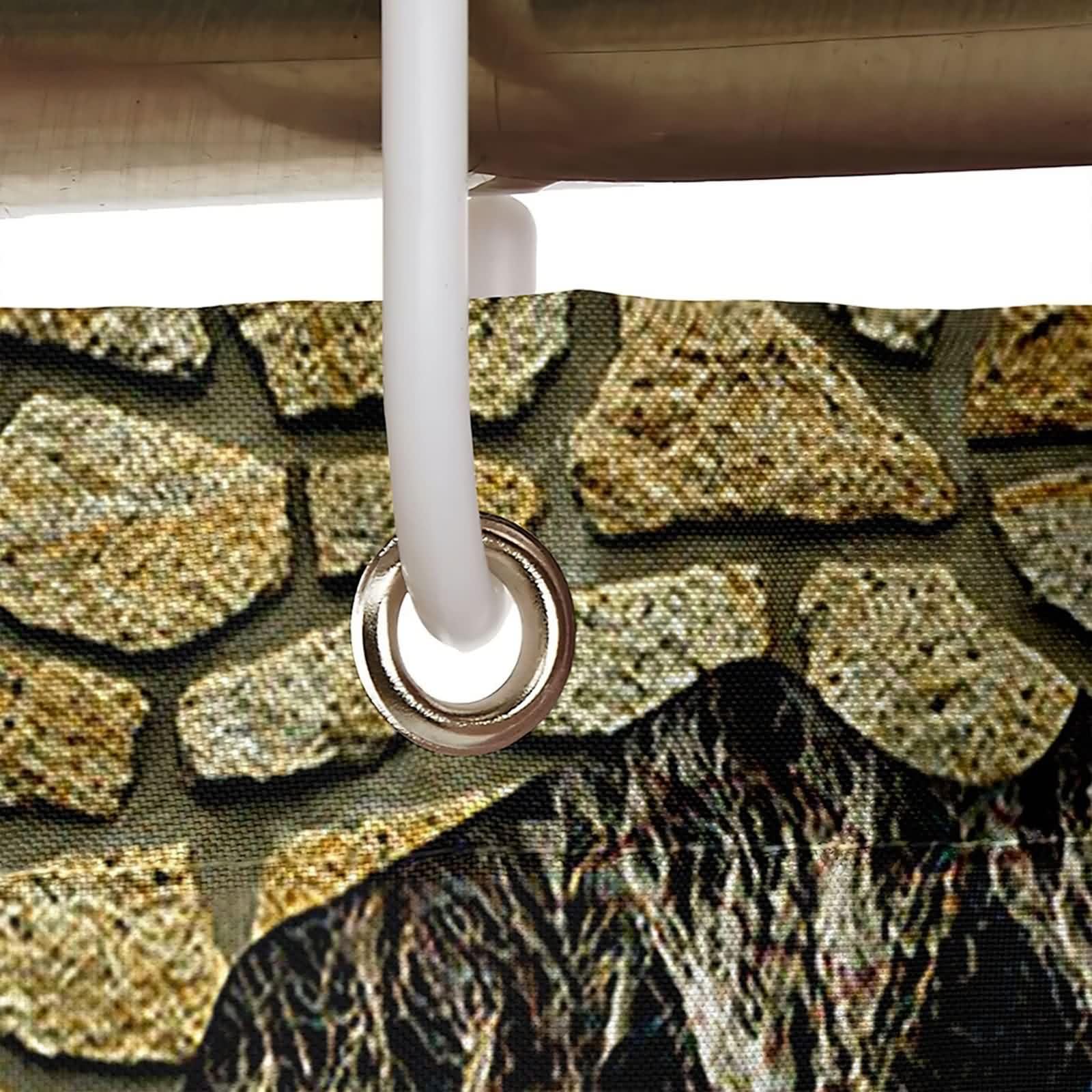 KnSam Duschvorhang Textil, Bad Vorhang 3D Berge Katarakt Muster, Polyester Textil Stoff Badvorhang mit Duschvorhangringen, Braun Bunt, 180x200cm