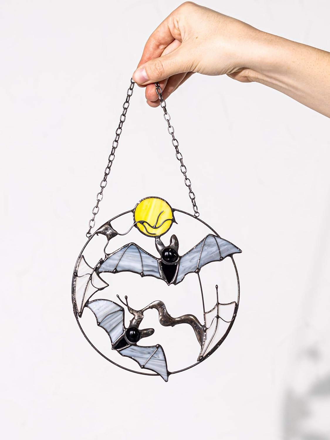 Halloween Stained Glass Goth Suncatcher Bats, Real Glass Home Patio Decor, Window Spooky Cling, Wall Hanging Halloween Decor, Sun Catcher, Glass Art Home Decor