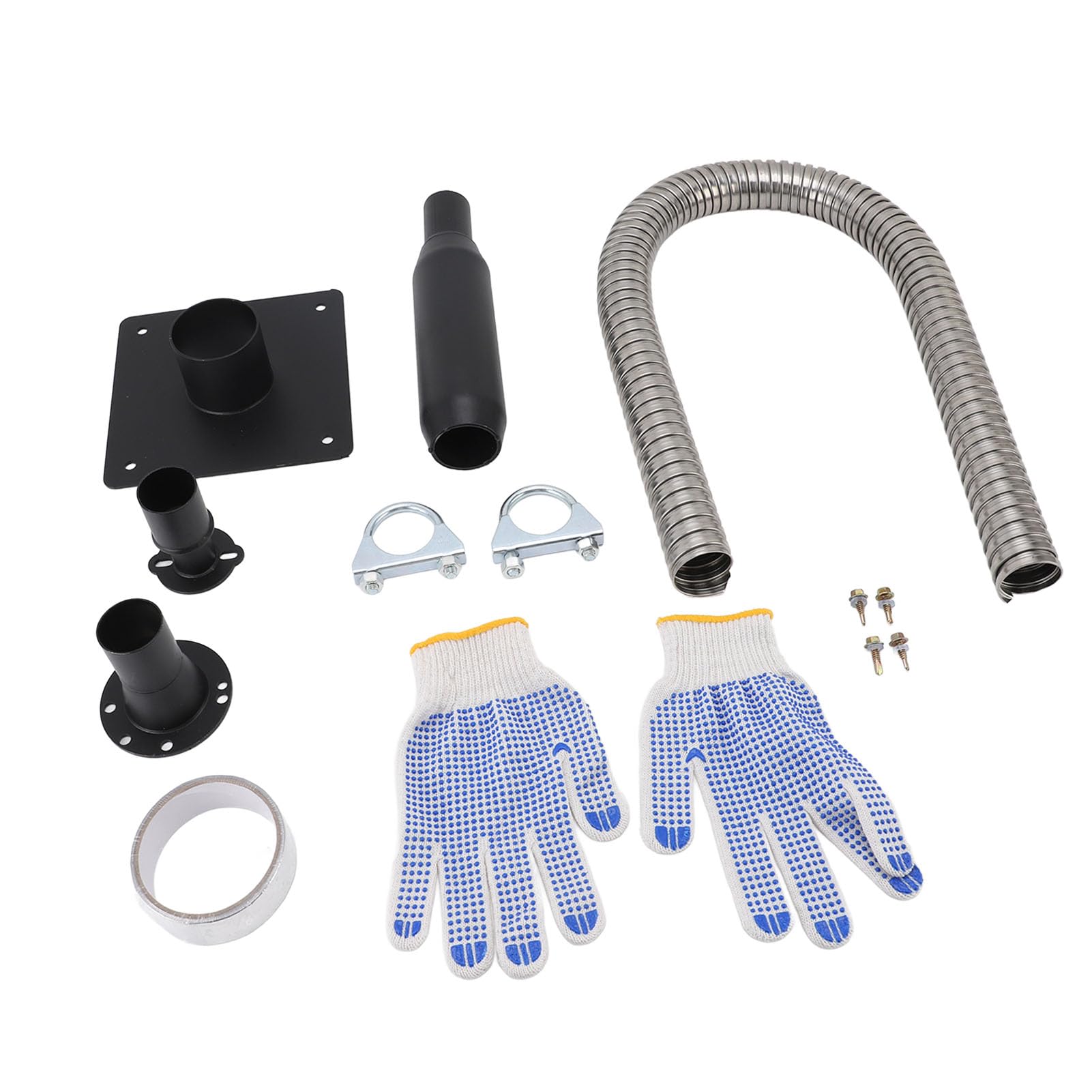 Luocute Universal Generator Auspuff -Adapter -Kit mit Schalldämpfer aus Edelstahl, Geräuschreduktion und Isolierter Wandbefestigungsplatte für Alle Tragbaren Generatoren,