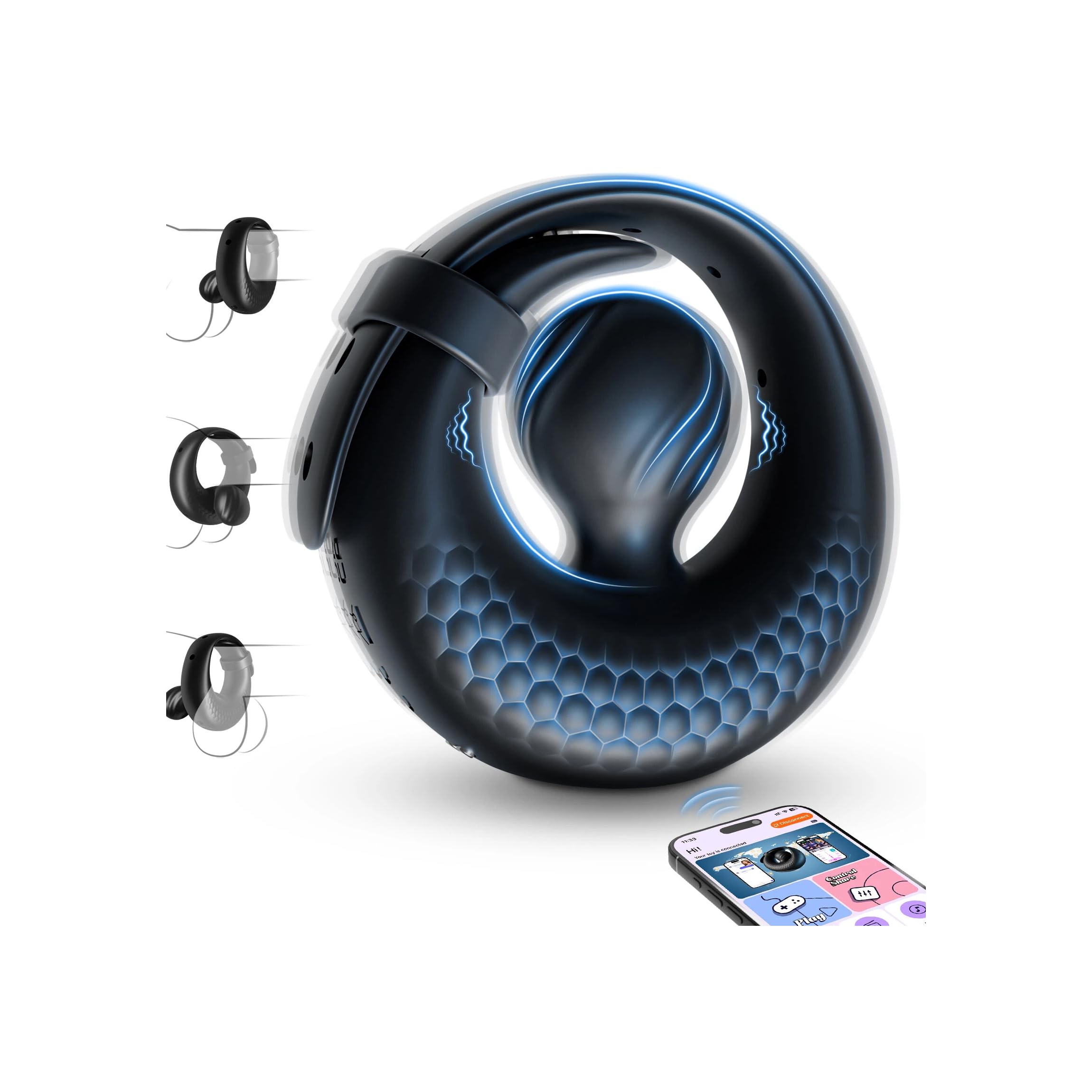 Verstellbarer Penisring Vibrator Sex Spielzeug für die Männer - Silikon Cockring Penis Ring Sex Toyset für Man Erektion mit 10 Vibrationsmodi, App Perlen-Hodenring Erotisches Sexspielzeug für Paare