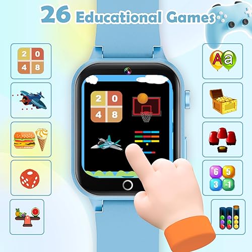 Miniatura 41 de Luyiilo Reloj inteligente para niños, reloj inteligente para niños, juguetes con 26 juegos de rompecabezas, pantalla táctil, cámara HD, reloj