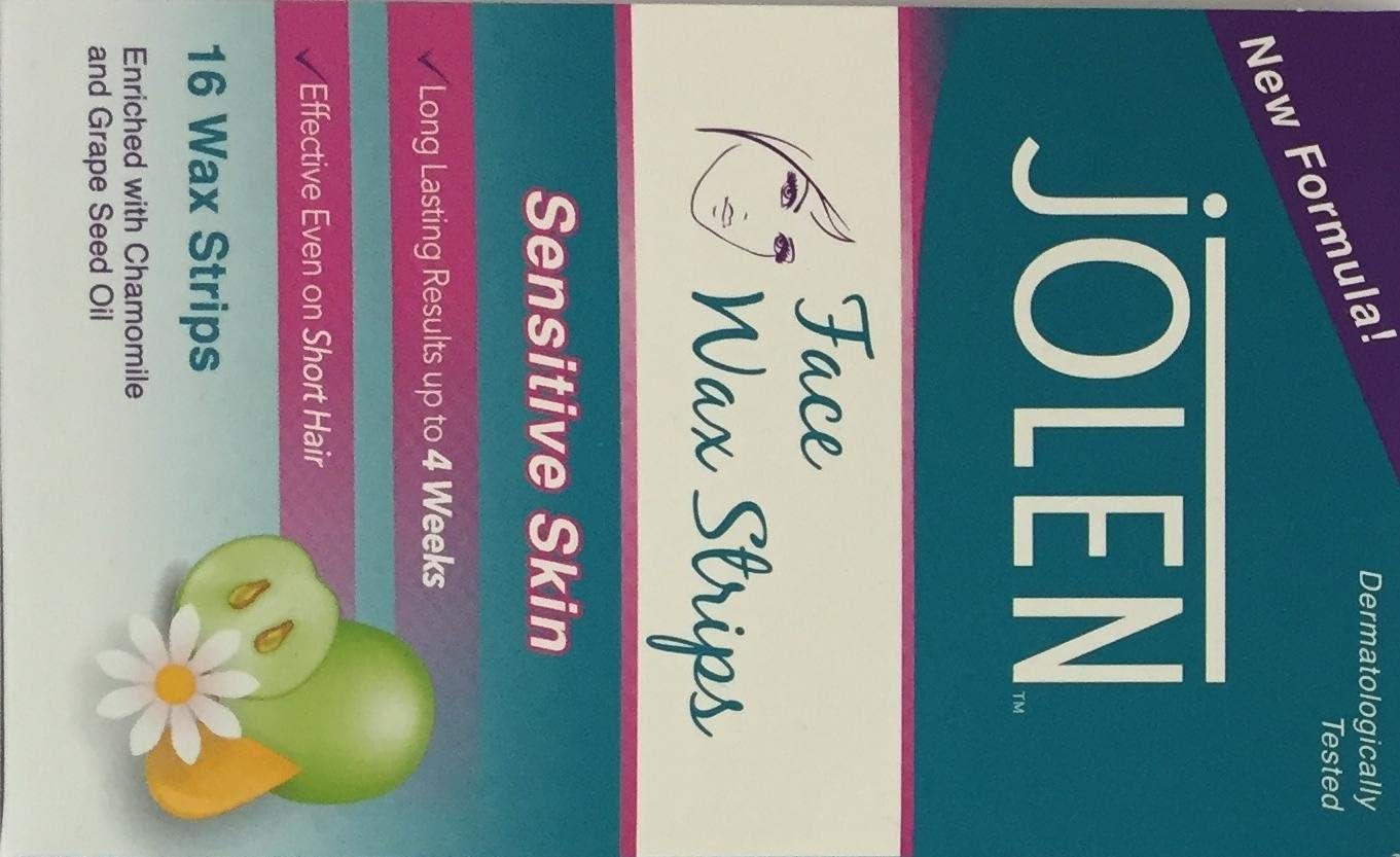 SIX PACKS of Jolen Facial Strip Wax Sensitive Skin 16 Facial Strips