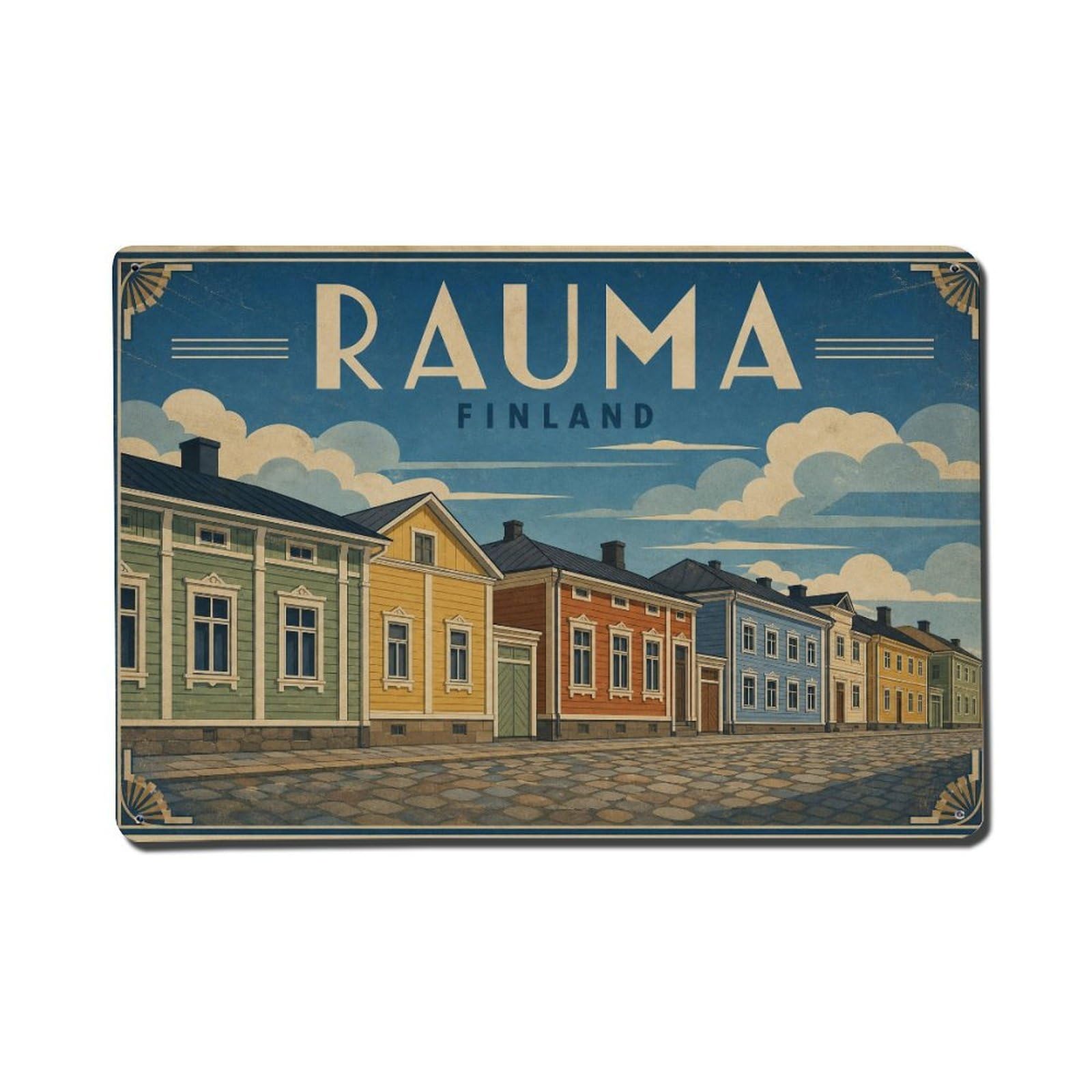 Travel Vintage Finland Rauma Metal Tin Sign Plaque Wall Decor for Cafe, Club Bar, Office, Garden Metal Poster 8x12Inch