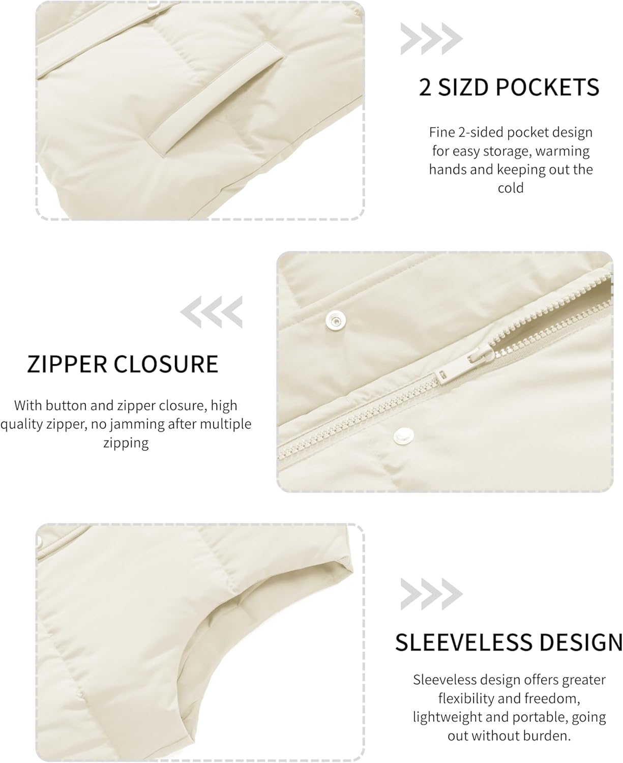 YUCOLEN Down Puffer Vest for Women Warm Winter Quilted Padded Puffy Vests with Pockets Stand Collar Zip Up Coat - Image 6