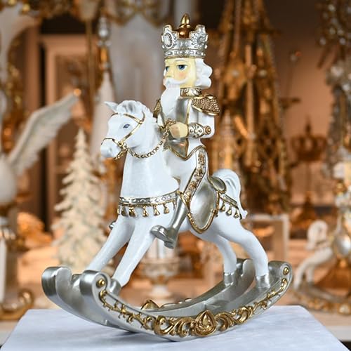 Miniatura 4 de Newman House Studio Christmas-Decoration King-Nutcracker Rocking Horse Statue - Nutcracker Christmas Decor 16.9 * 5.3 * 19.7 in Collectible White