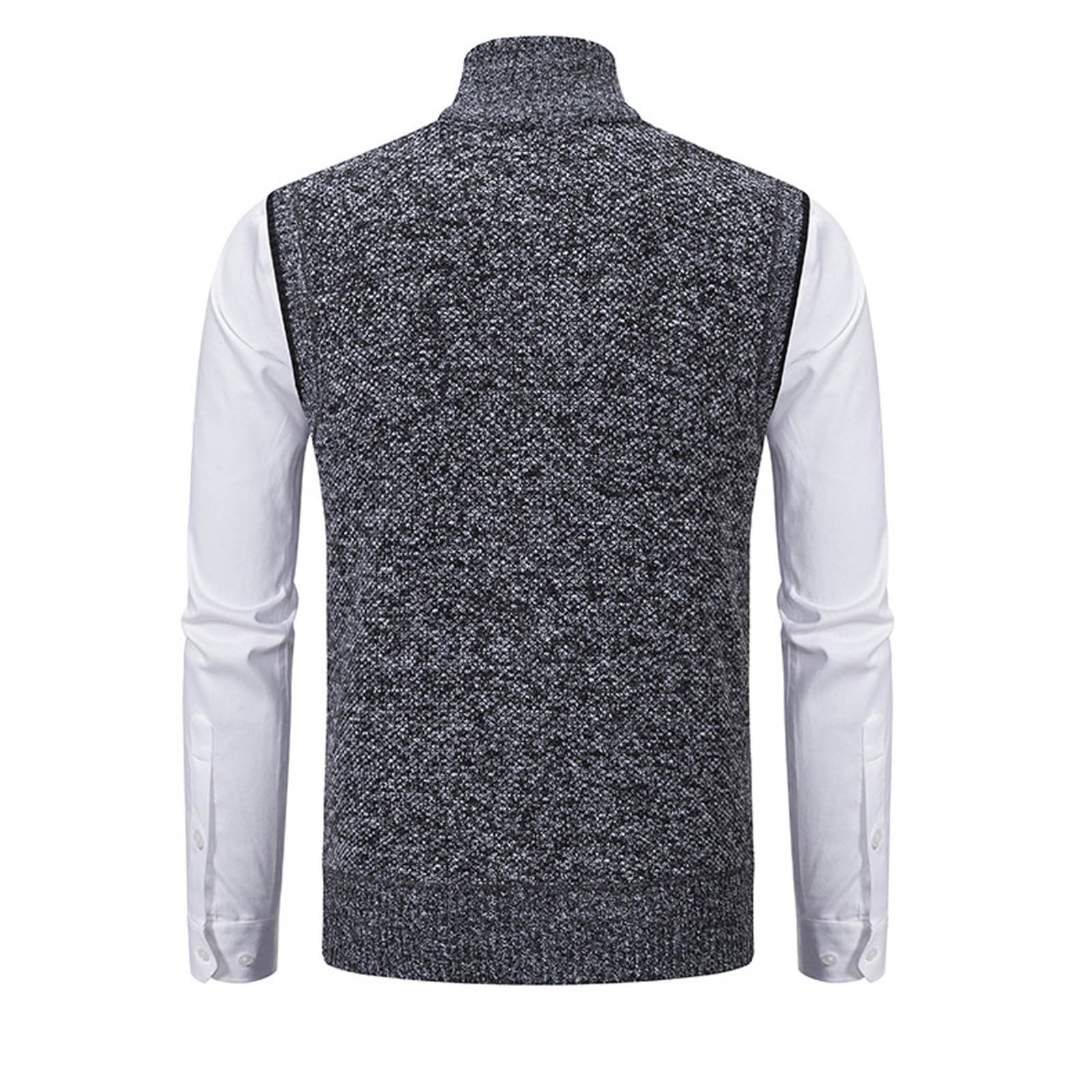 Gilet Uomo Maglia Senza Maniche Foderato Pile con Cerniera Tessuto a maglia con fodera in pile morbida, trattiene il calore nelle giornate fredde